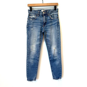 Moussy Jeans Vintage Mid Rise Distressed Skinny Raw Hem Selvedge Denim Size 26